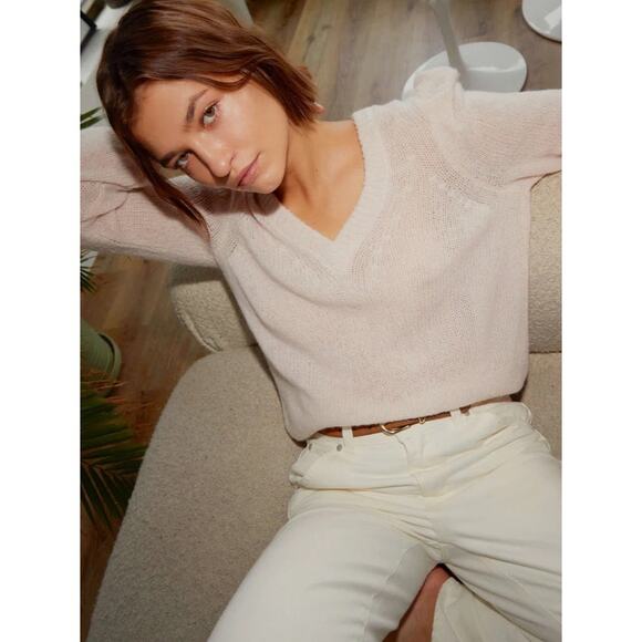 Nation LTD Lara Puff Sleeve Coquette Sweater in Baby's Breath Medium Gently Used - Picture 1 of 8